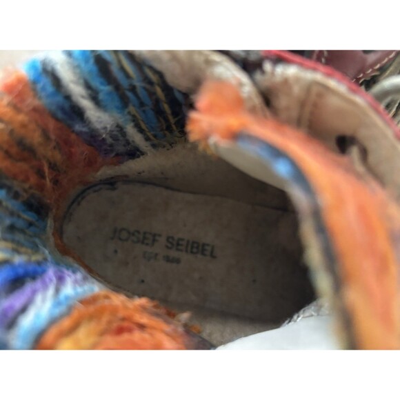 Josef Seibel Maren Boot Red Leather Bootie Size 11 EU 43 Colorful Yarn Zip W Box - Picture 9 of 11